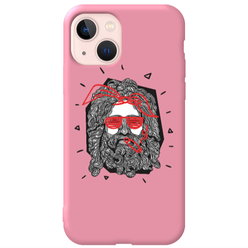 Apple iPhone 13 Cool glasses Pink Colored Silicone TPU Θήκη