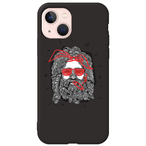 Apple iPhone 13 Cool glasses Black Colored Silicone TPU Θήκη