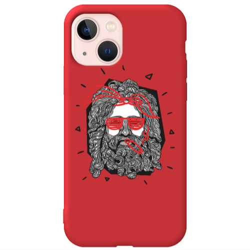 Apple iPhone 13 Cool glasses Red Colored Silicone TPU Θήκη