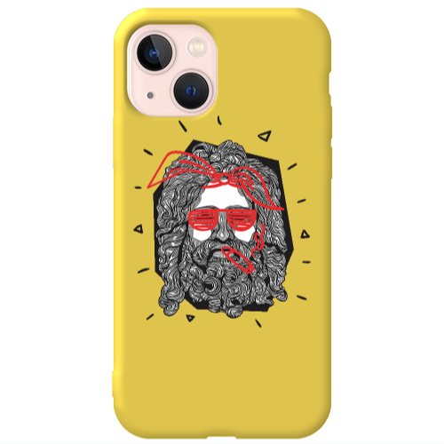 Apple iPhone 13 Cool glasses Yellow Colored Silicone TPU Θήκη