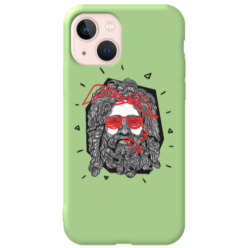 Apple iPhone 13 Cool glasses Light Green Colored Silicone TPU Θήκη