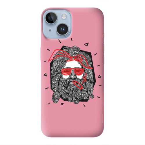 Apple iPhone 14 Plus Cool glasses Pink Colored Silicone TPU Θήκη