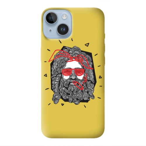 Apple iPhone 14 Plus Cool glasses Yellow Colored Silicone TPU Θήκη