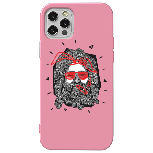 Apple iPhone 13 Pro Cool glasses Pink Colored Silicone TPU Θήκη