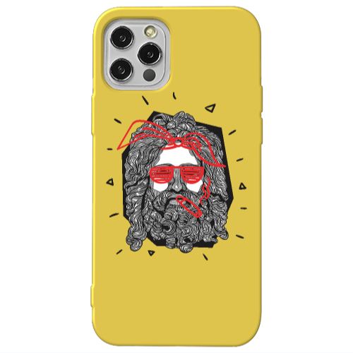 Apple iPhone 13 Pro Cool glasses Yellow Colored Silicone TPU Θήκη