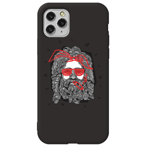 Apple iPhone 11 Pro Max Cool glasses Black Colored Silicone TPU Θήκη