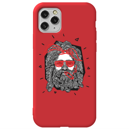 Apple iPhone 11 Pro Max Cool glasses Red Colored Silicone TPU Θήκη