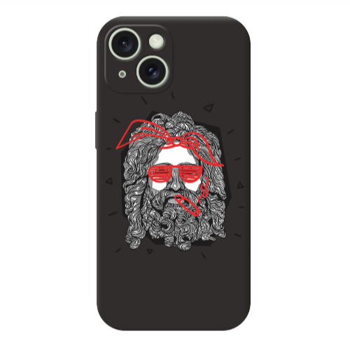 Apple iPhone 15 Cool glasses Black Colored Silicone TPU Θήκη