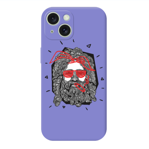Apple iPhone 15 Plus Cool glasses Purple Colored Silicone TPU Θήκη