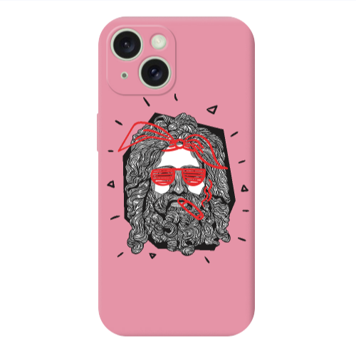 Apple iPhone 15 Plus Cool glasses Pink Colored Silicone TPU Θήκη