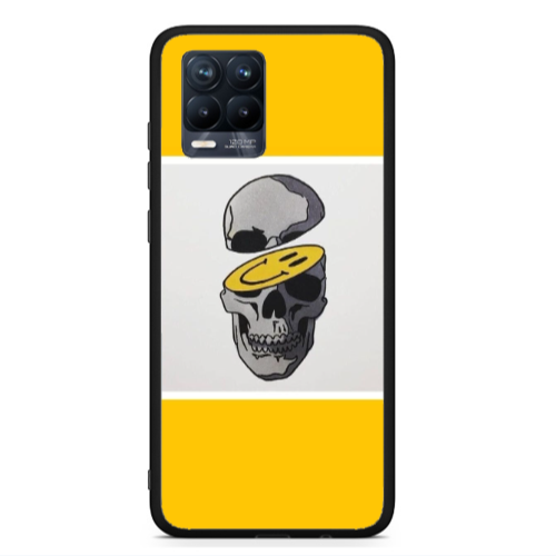 Realme 8  Smiley dry head Black Glossy Θήκη