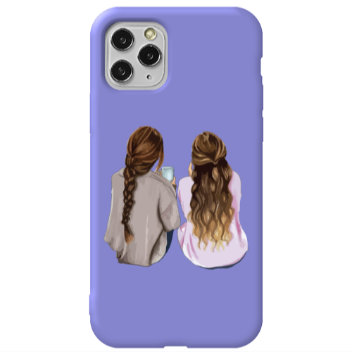 Apple iPhone 11 Pro Friends Purple Colored Silicone TPU Θήκη