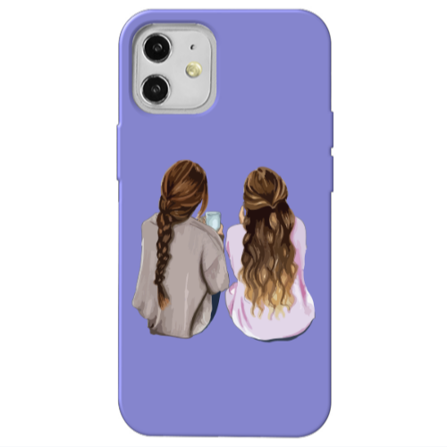 Apple iPhone 12 Friends Purple Colored Silicone TPU Θήκη