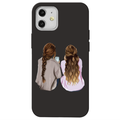 Apple iPhone 12 Friends Black Colored Silicone TPU Θήκη