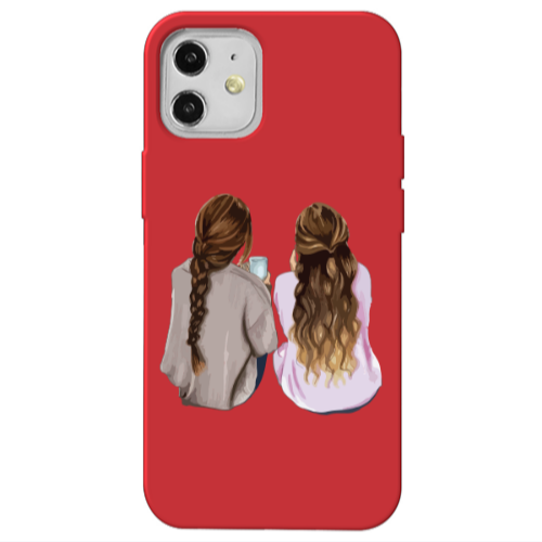 Apple iPhone 12 Friends Red Colored Silicone TPU Θήκη