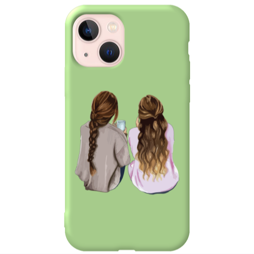 Apple iPhone 13 Friends Light Green Colored Silicone TPU Θήκη