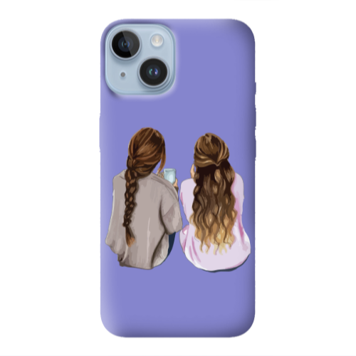 Apple iPhone 14 Plus Friends Purple Colored Silicone TPU Θήκη