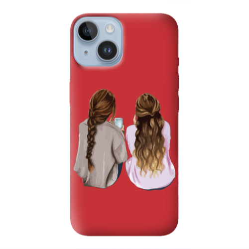 Apple iPhone 14 Plus Friends Red Colored Silicone TPU Θήκη