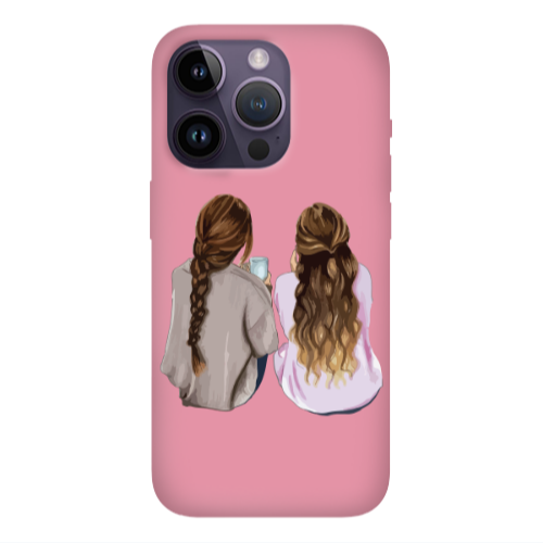Apple iPhone 14 Pro Max Friends Pink Colored Silicone TPU Θήκη