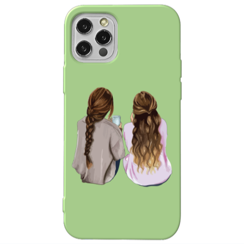 Apple iPhone 12 Pro Friends Light Green Colored Silicone TPU Θήκη