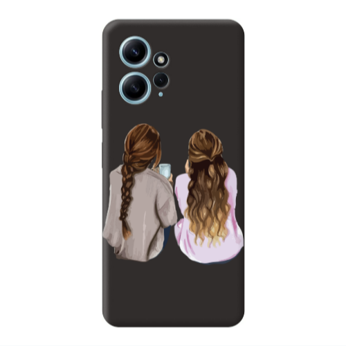Xiaomi Redmi Note 12 4G Friends Black Colored Silicone TPU Θήκη