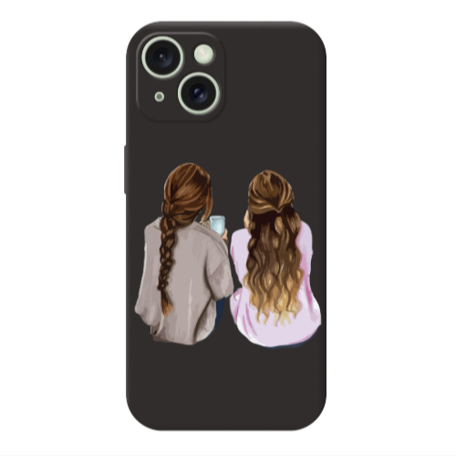 Apple iPhone 15 Friends Black Colored Silicone TPU Θήκη