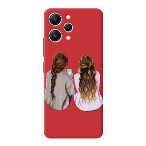 Xiaomi Redmi 12 Friends Red Colored Silicone TPU Θήκη