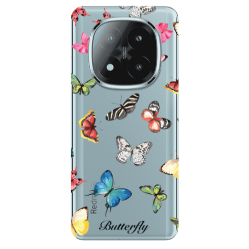 Xiaomi Redmi Note 14 Pro + 5g Butterfly Mix Transparent Silicone TPU Θήκη