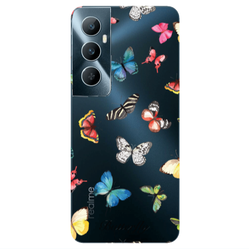 Realme C65 Butterfly Mix Transparent Silicone TPU Θήκη