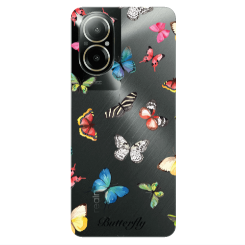Realme C67 Butterfly Mix Transparent Silicone TPU Θήκη