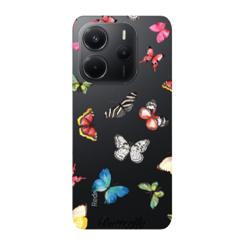 Xiaomi Redmi Note 14 Butterfly Mix Transparent Silicone TPU Θήκη
