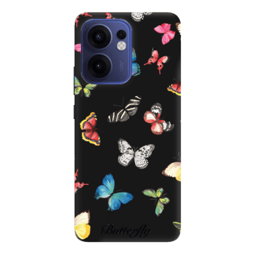 Oppo Reno13 FS Butterfly Mix Black Colored Silicone TPU Θήκη