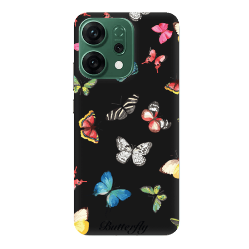 Oppo RENO 14 Butterfly Mix Black Colored Silicone TPU Θήκη