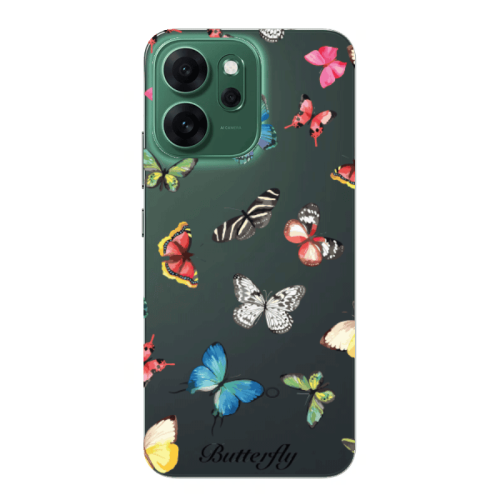 Oppo 14 F Butterfly Mix Transparent Silicone TPU Θήκη
