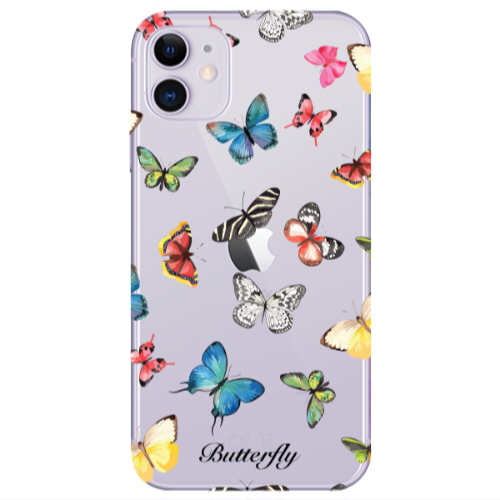 Apple iPhone 11  Butterfly Mix Transparent Silicone TPU Θήκη