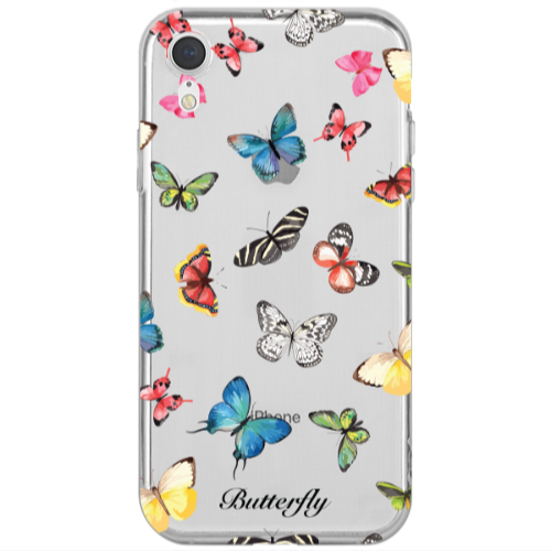 Apple iPhone Xr Butterfly Mix Transparent Silicone TPU Θήκη