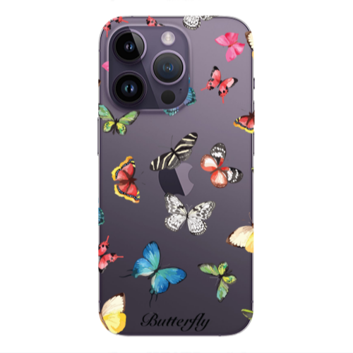 Apple iPhone 14 Pro  Butterfly Mix Transparent Silicone TPU Θήκη