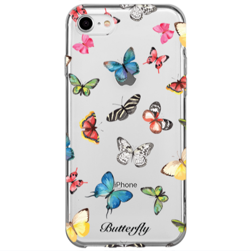 Apple iPhone 7 Butterfly Mix Transparent Silicone TPU Θήκη