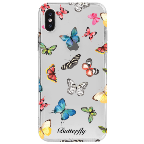Apple iPhone Xs Butterfly Mix Transparent Silicone TPU Θήκη