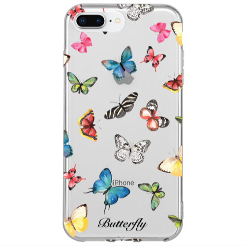 Apple iPhone 7 Plus Butterfly Mix Transparent Silicone TPU Θήκη