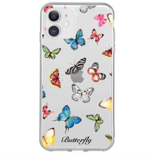 Apple iPhone 12 Mini Butterfly Mix Transparent Silicone TPU Θήκη