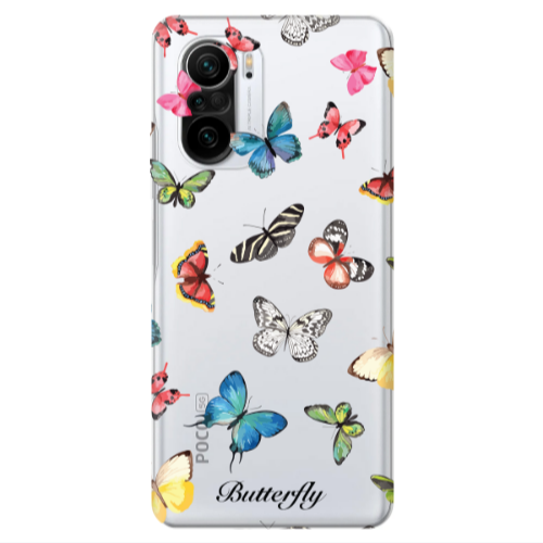 Xiaomi Poco F3 Butterfly Mix Transparent Silicone TPU Θήκη