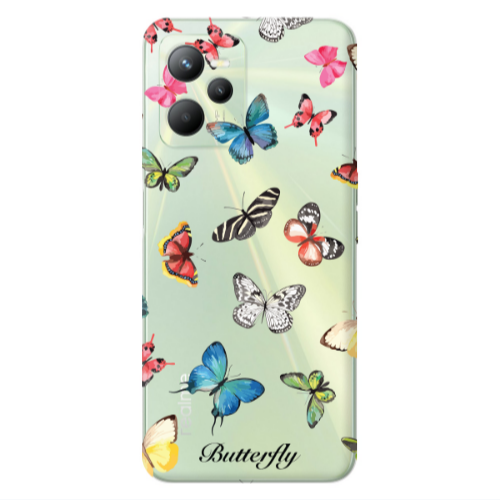 Realme C35 Butterfly Mix Transparent Silicone TPU Θήκη