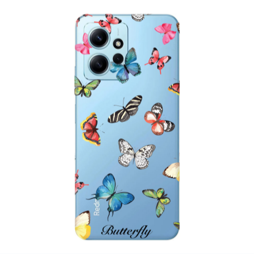 Xiaomi Redmi Note 12 4G Butterfly Mix Transparent Silicone TPU Θήκη