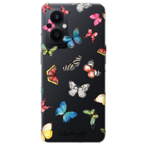 Oppo Reno 7 Lite Butterfly Mix Transparent Silicone TPU Θήκη