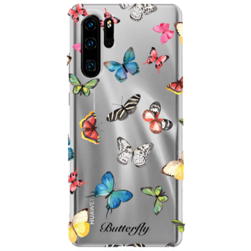 Huawei P30 Pro Butterfly Mix Transparent Silicone TPU Θήκη