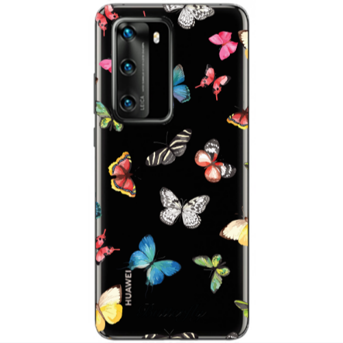 Huawei P40 Butterfly Mix Transparent Silicone TPU Θήκη