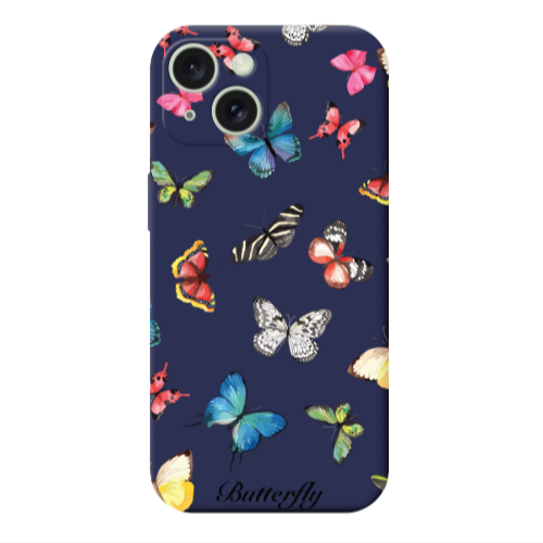Apple iPhone 15 Plus Butterfly Mix Dark blue Colored Silicone TPU Θήκη