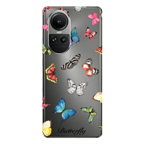 Oppo Reno10 5G Butterfly Mix Transparent Silicone TPU Θήκη