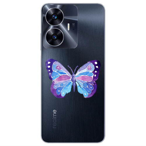 Realme Note 50 Big Butterfly Transparent Silicone TPU Θήκη